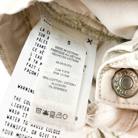 Garage Denim Beige Stretch Shorts - Picture 5 of 11